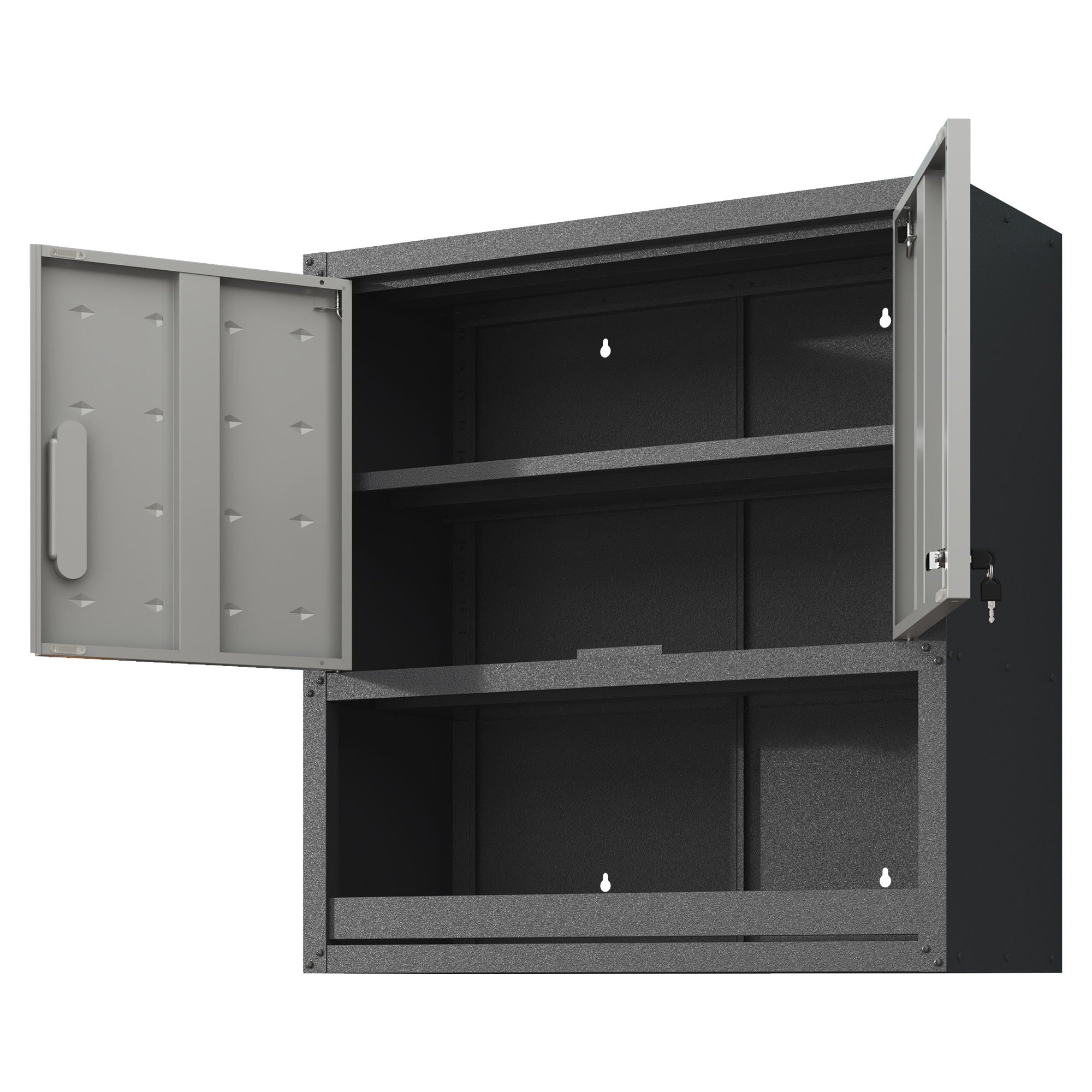 Metal Wall Mounted Tool Storage Cabinet With Locking Door, 1 Shelf & 1 Drawer by HouseOfZazla