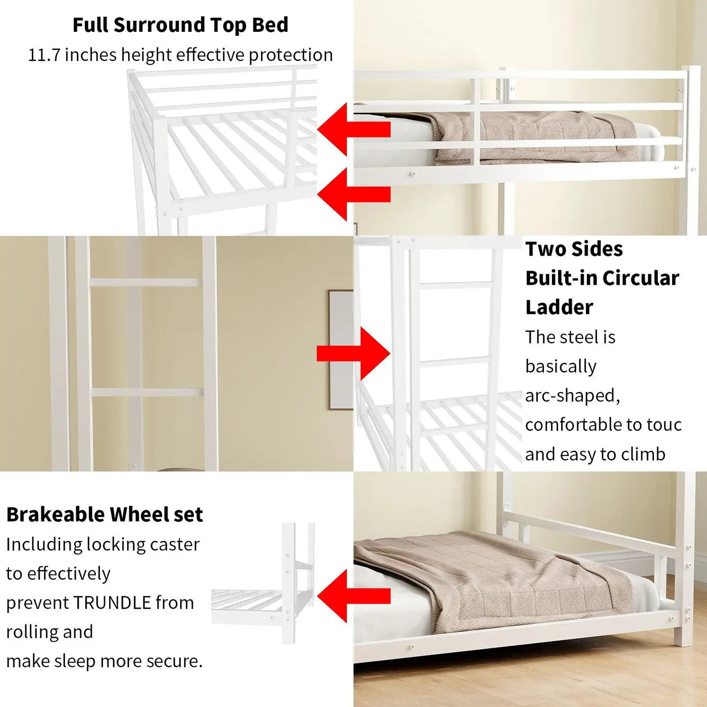 Bunk Bed With Noise Reduction And Safety Guardrail by HouseOfZazla