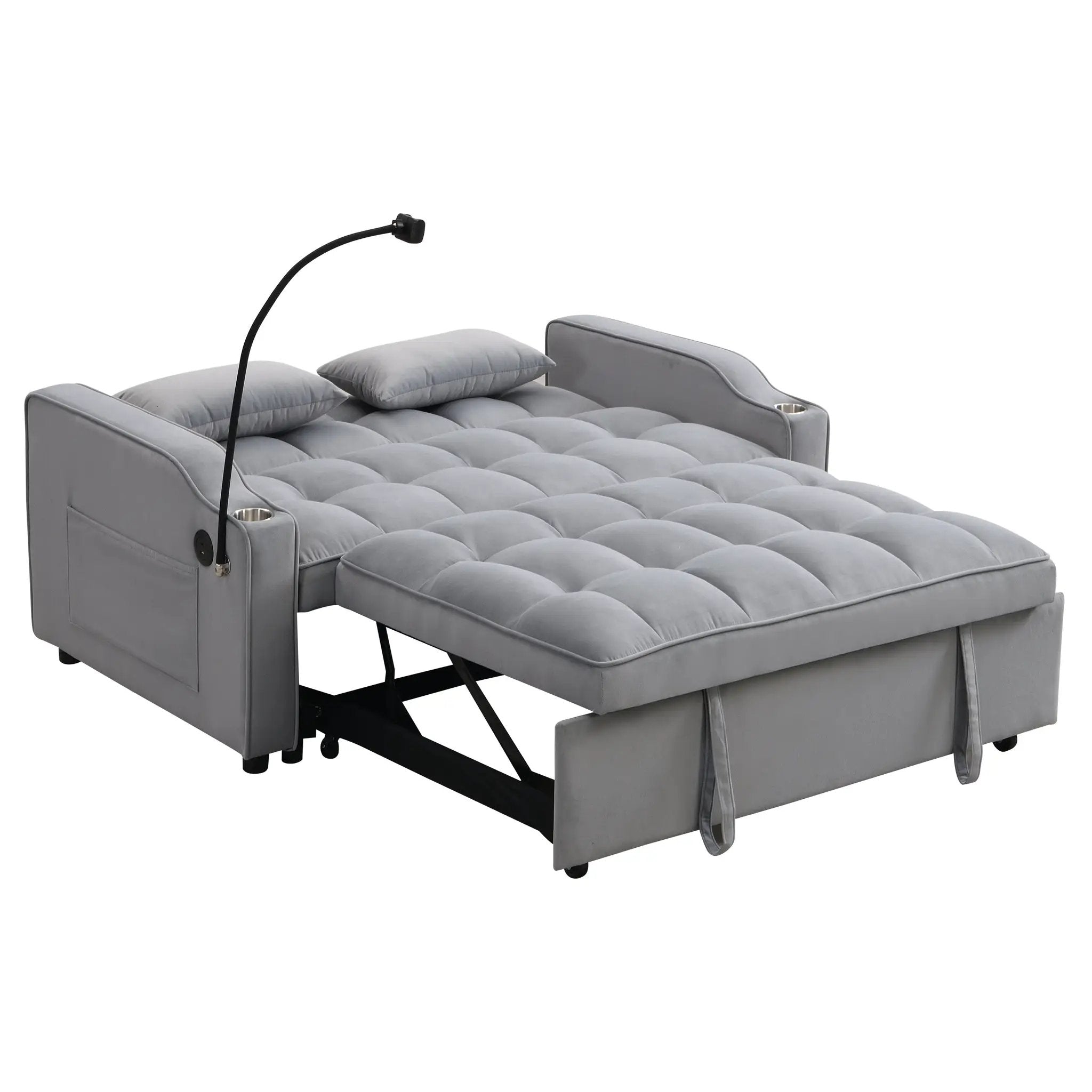 Modern Velvet Loveseat Futon Sofa Couch with Pullout Bed by HouseOfZazla