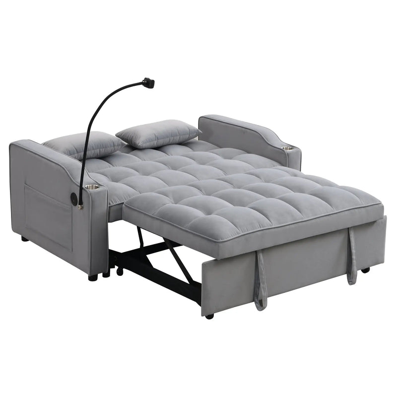 Modern Velvet Loveseat Futon Sofa Couch with Pullout Bed by HouseOfZazla