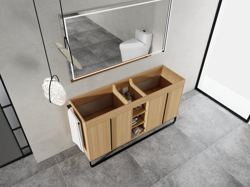 60-Inch Freestanding Bathroom Cabinet with Soft Close Doors & Open Storage by HouseOfZazla
