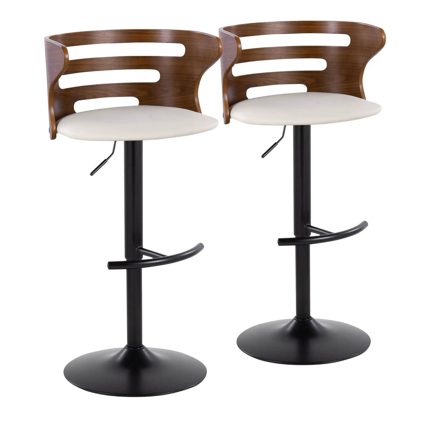 Cosi - Mid Century Modern Adjustable Barstool With Swivel With Rounded T Footrest (Set of 2) by HouseOfZazla