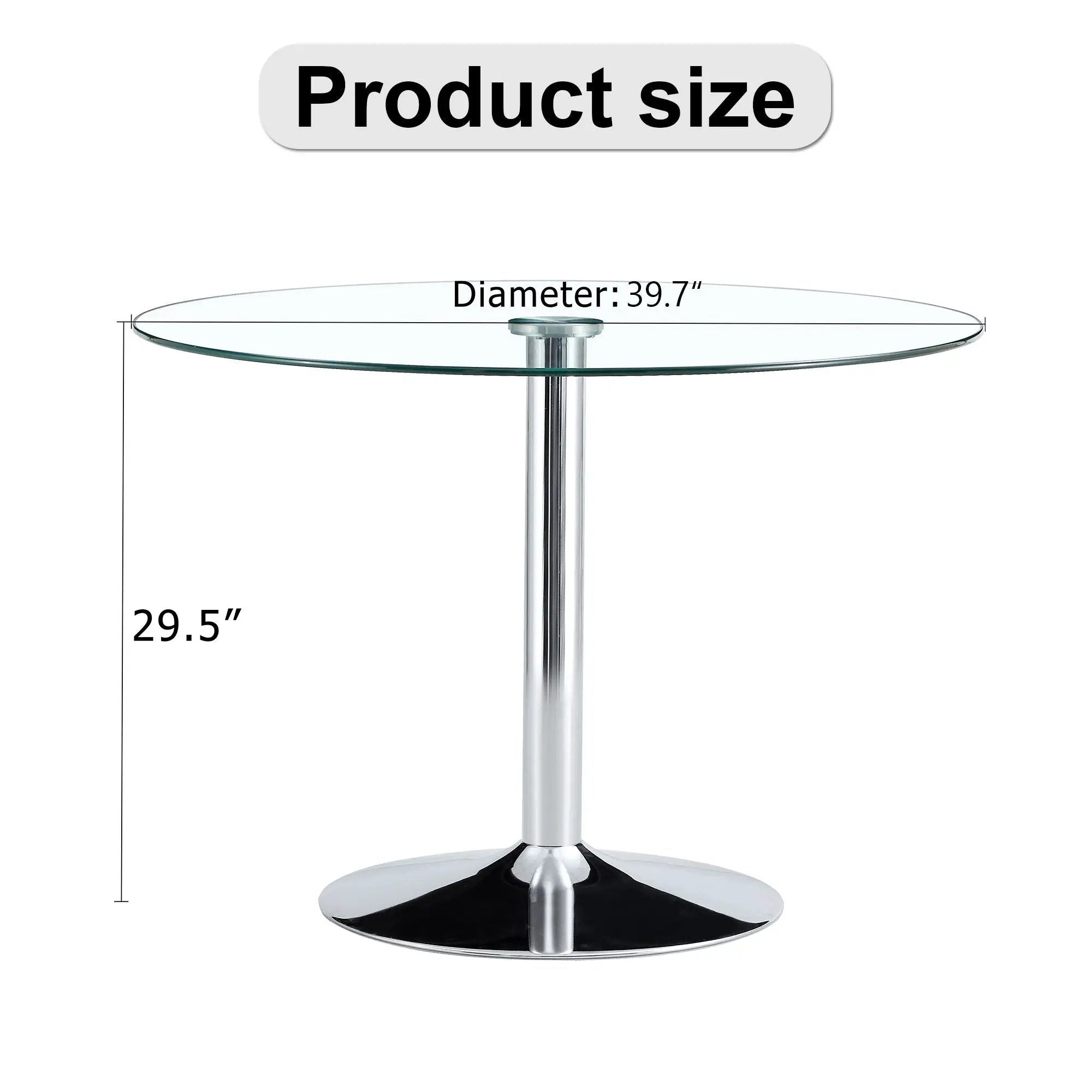 Modern Minimalist Circular Dining Table With Glass Top And Electroplated Metal Legs For Restaurants And Living Rooms - Silver / Transparent by Unique Piece Furniture