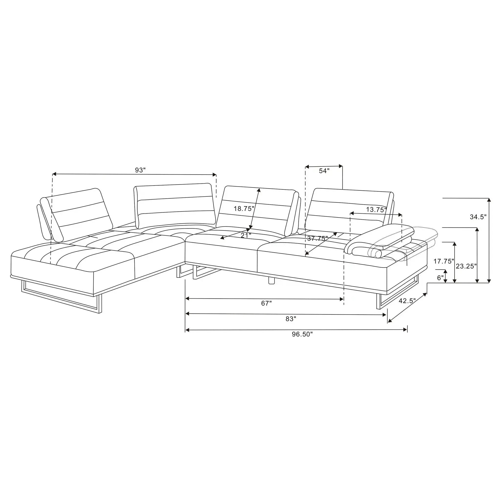 Harnal - L-Shape Sectional Adjustable Back Comfort Focused Sofa - Taupe by HouseOfZazla