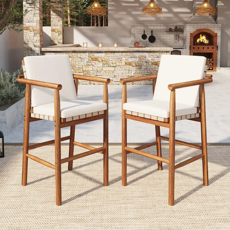Outdoor Counter Height Bar Stools Set of 2 with Cushions by HouseOfZazla