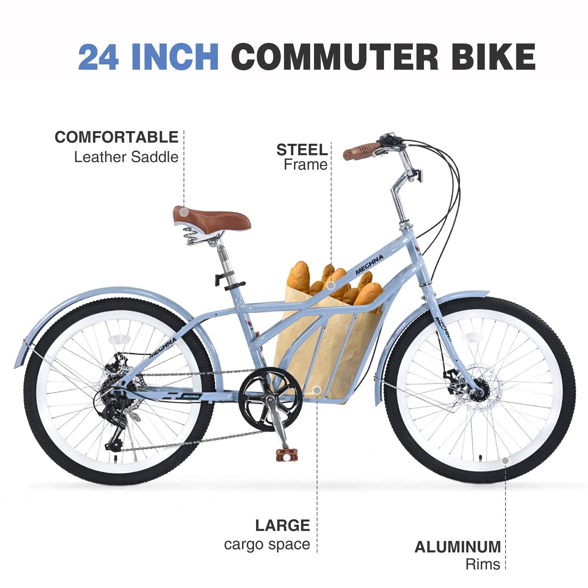 6 Speed Steel Frame 24 Inch Commuter Bike by HouseOfZazla