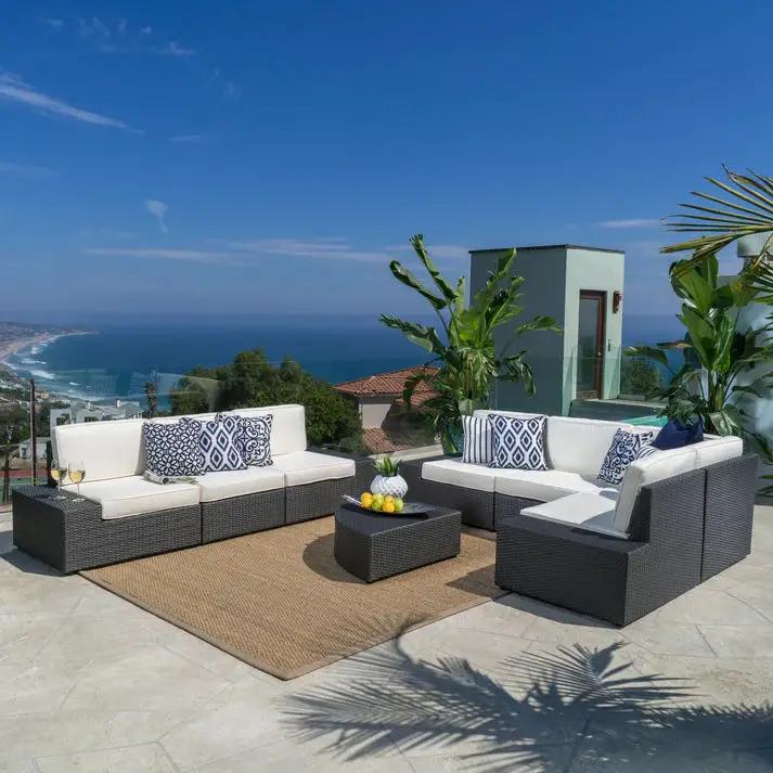 Santa Cruz Outdoor 8 Piece Sectional Set - Dark Brown by HouseOfZazla