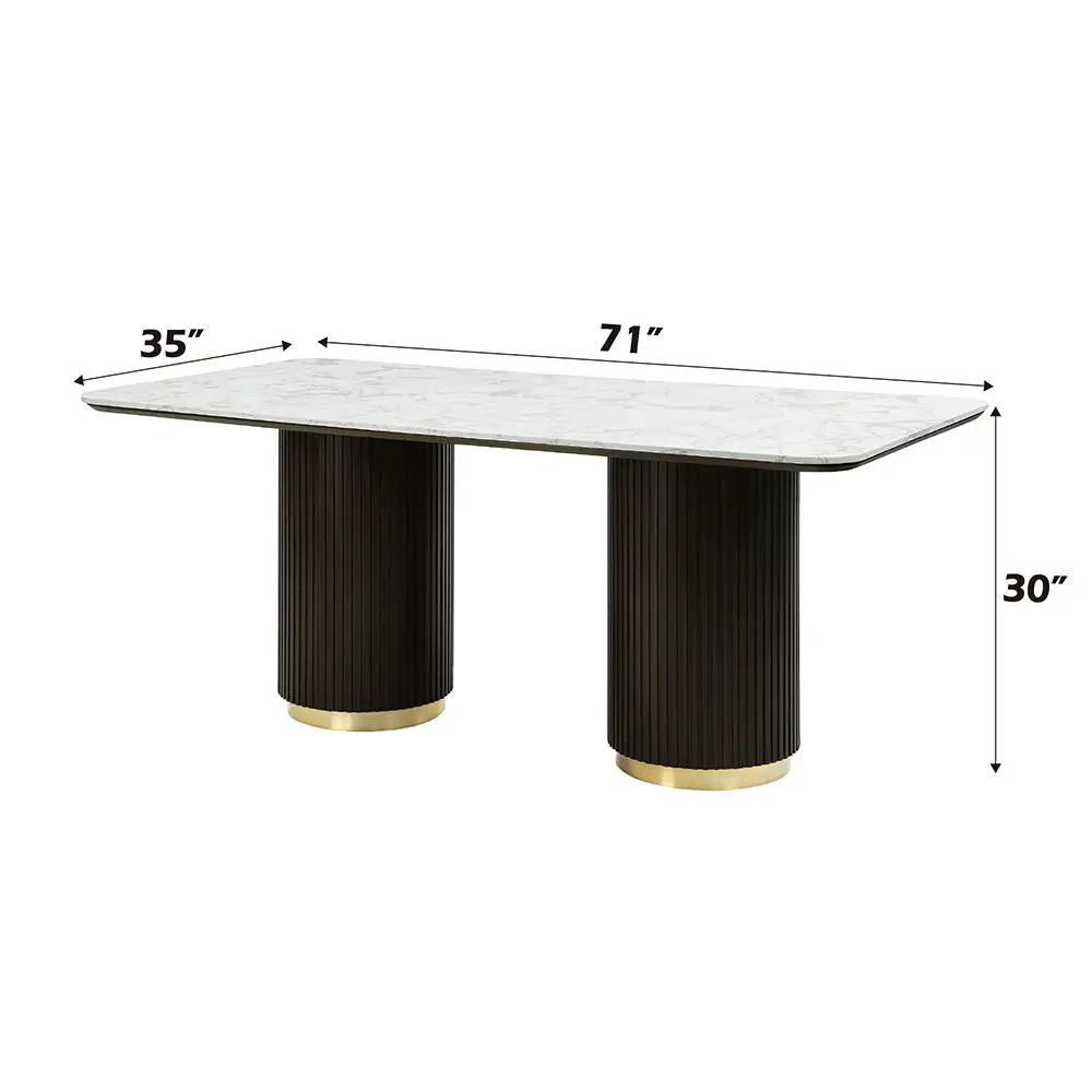 Clayten - Dining Table With Marble Top - White Natural Marble Top & Espresso by Unique Piece Furniture