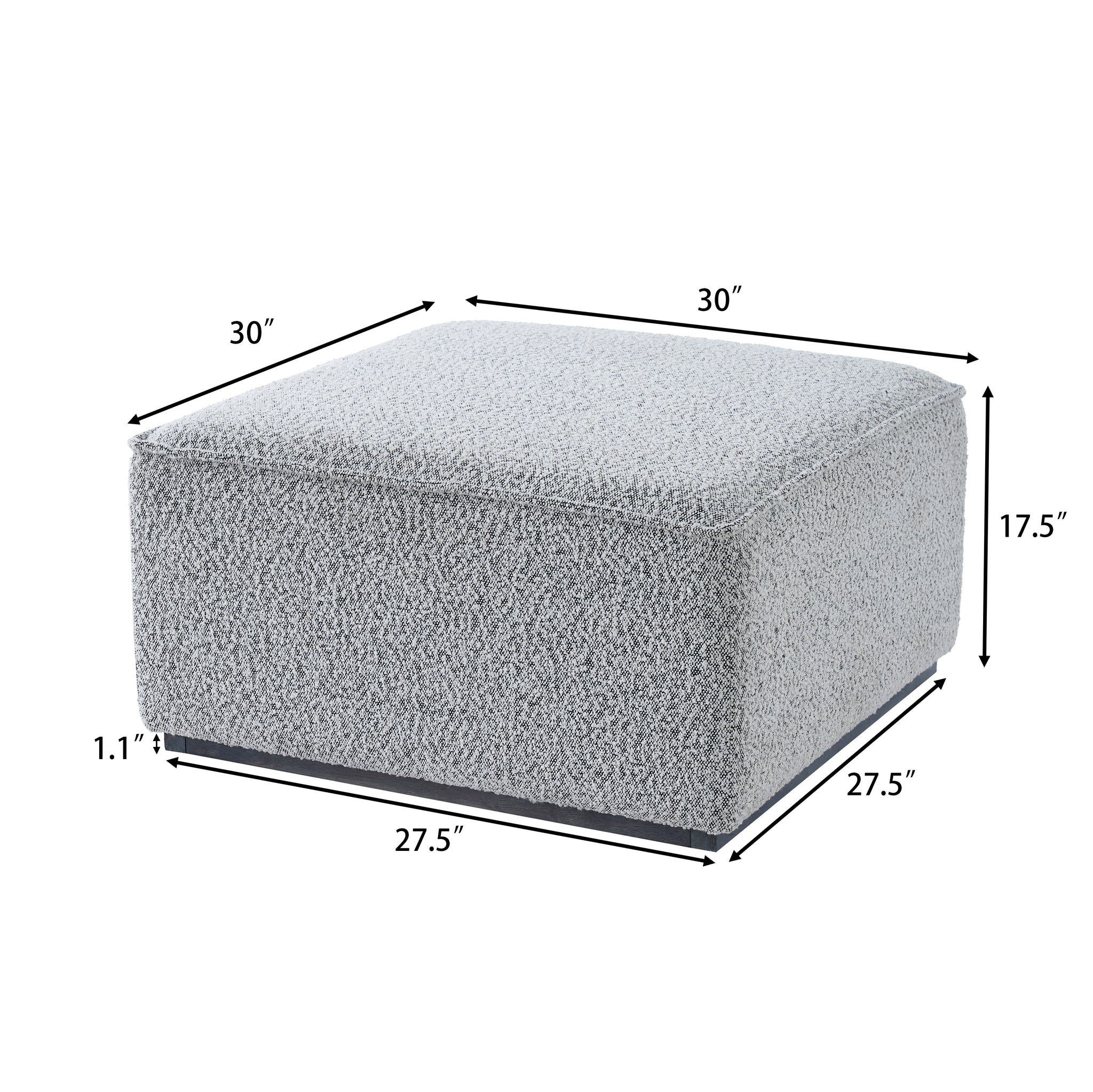 Square Upholstered Ottoman with Black-and-White Fabric by HouseOfZazla