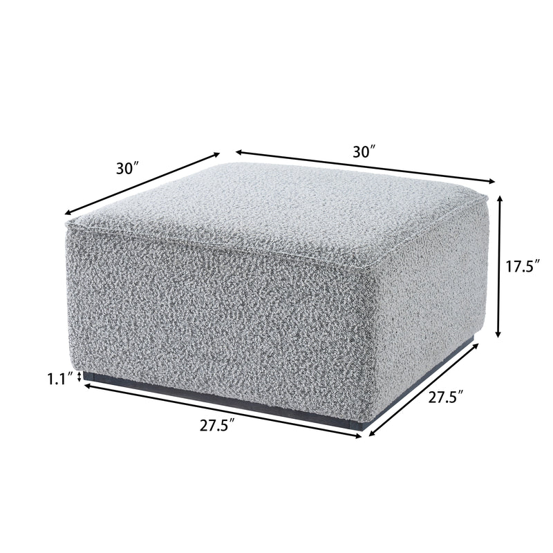 Square Upholstered Ottoman with Black-and-White Fabric by HouseOfZazla