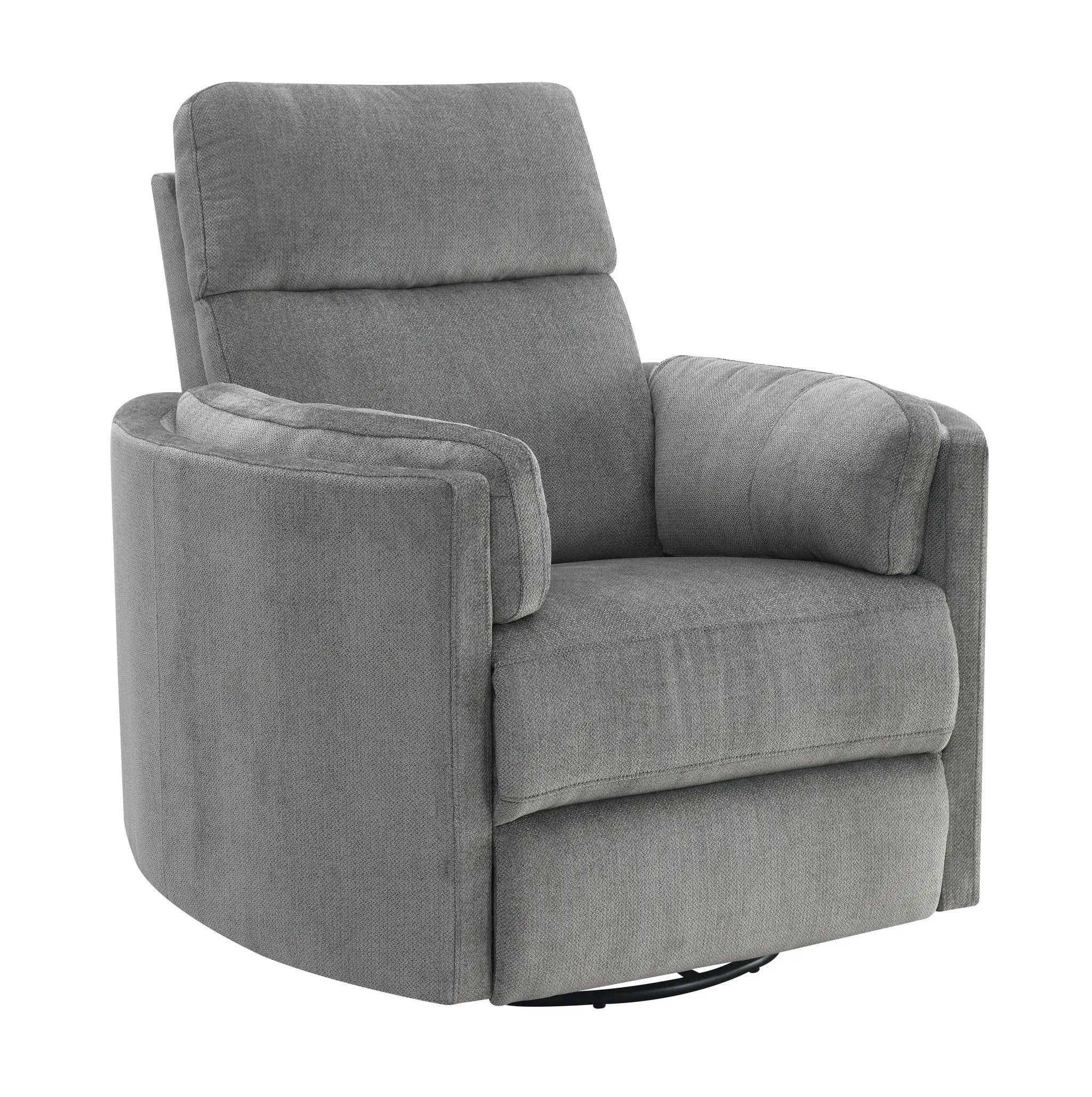 Sagen Charcoal Chenille Glider Recliner with Swivel by HouseOfZazla