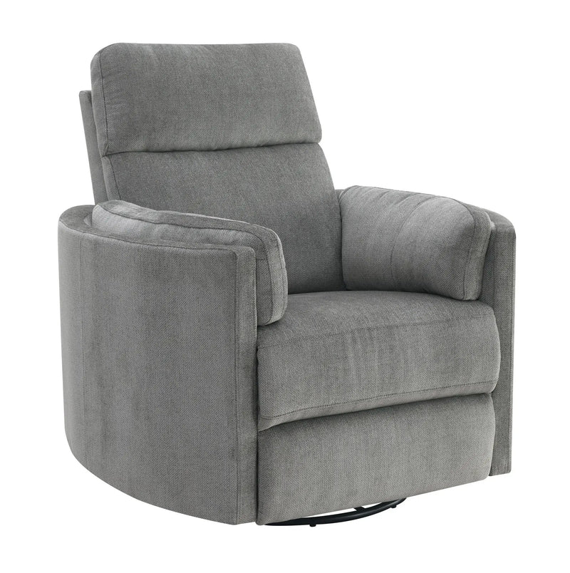 Sagen Charcoal Chenille Glider Recliner with Swivel by HouseOfZazla