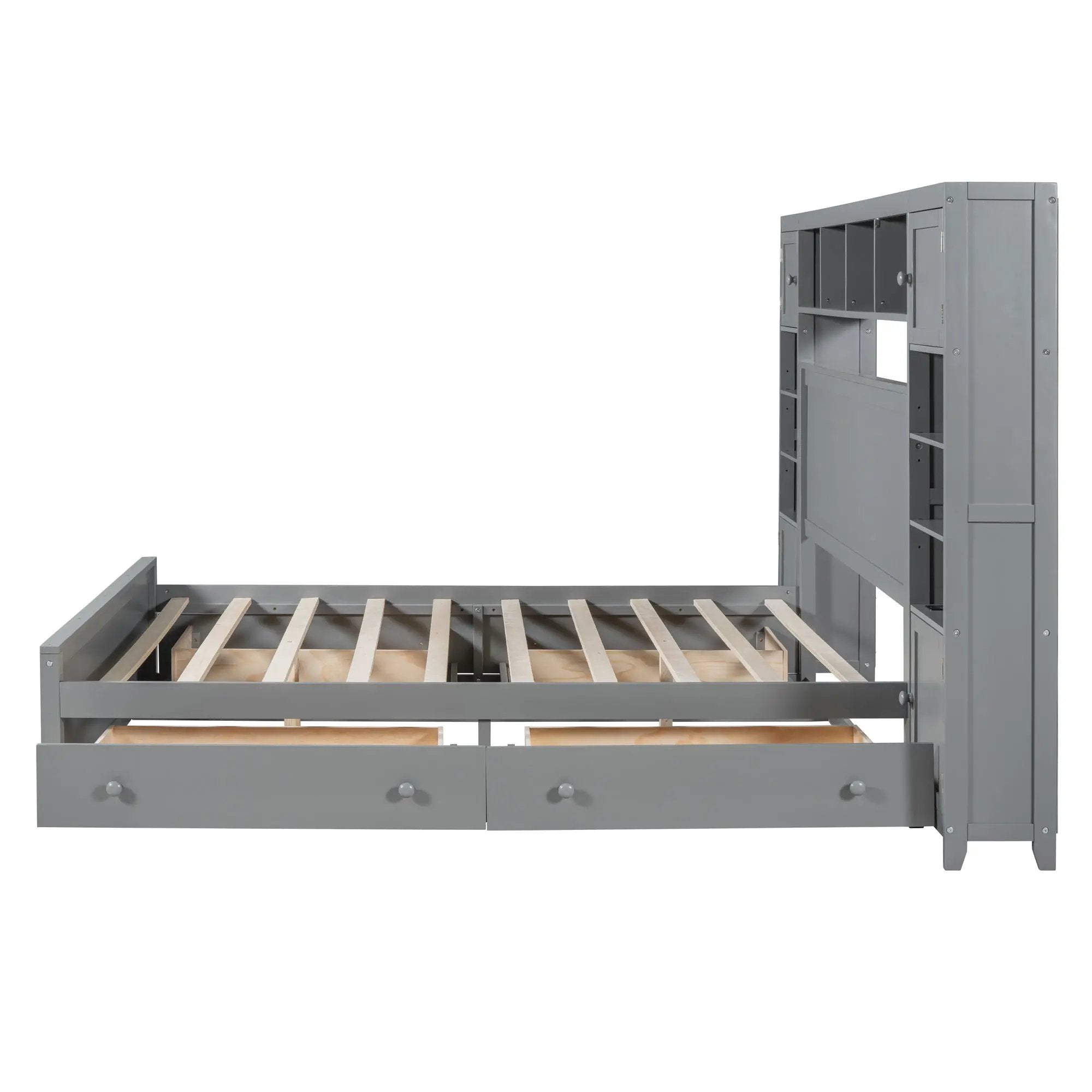 Bed With All In One Cabinet, Shelf And Sockets by Unique Piece Furniture