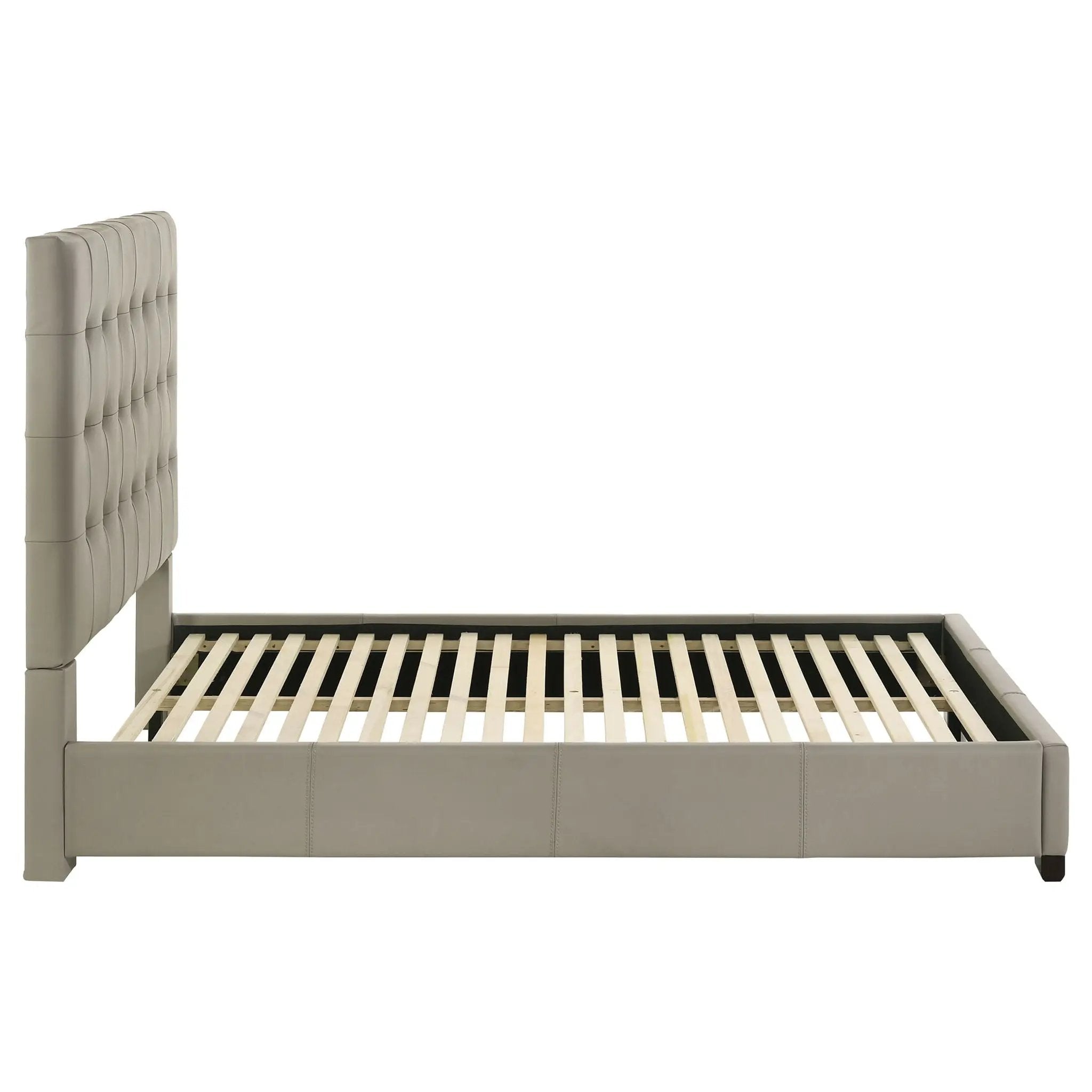 Medley Genuine Leather Queen Panel Platform Bed Tan by Unique Piece Furniture