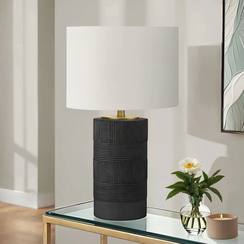 Table Lamp, Lighting, Resin, Contemporary - Black / Cream by Unique Piece Furniture