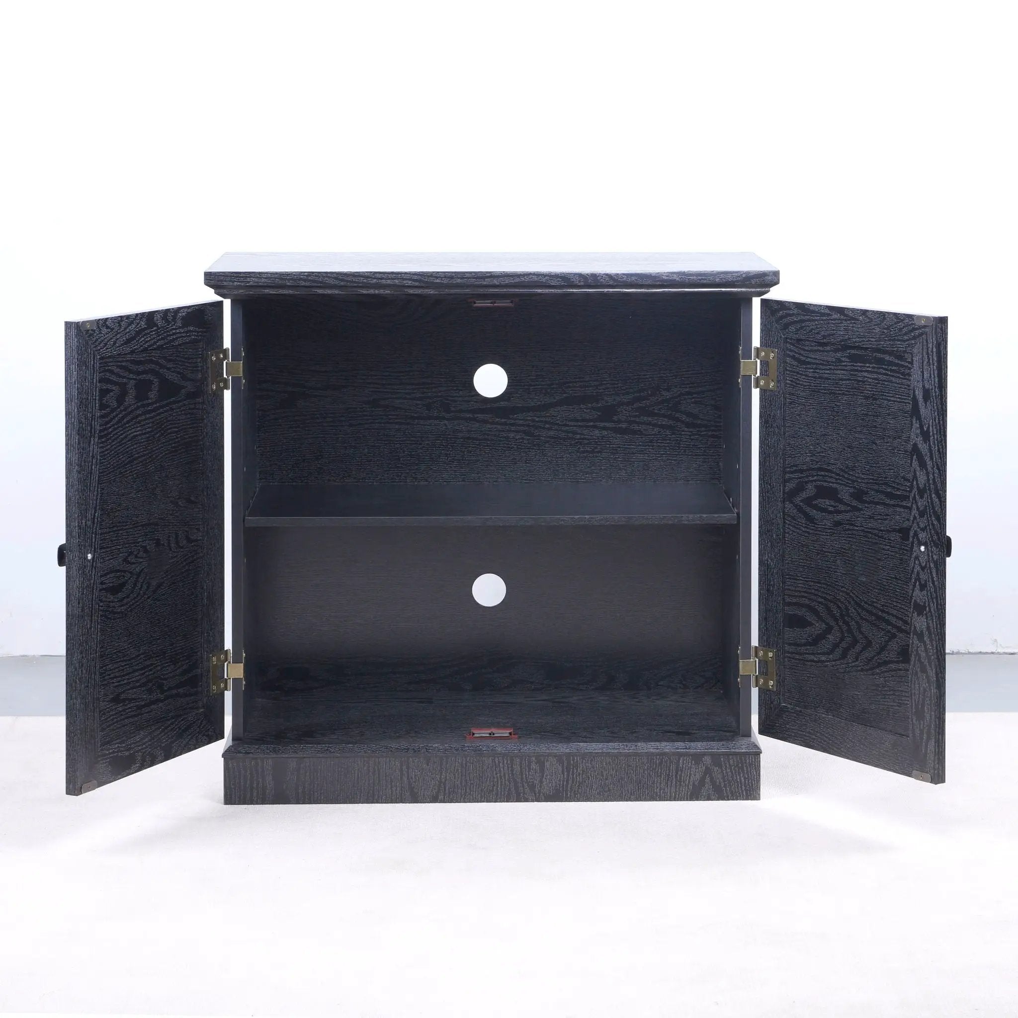 Sideboard Cabinet With Mirrored Doors, Adjustable Shelf, Metal Handles
