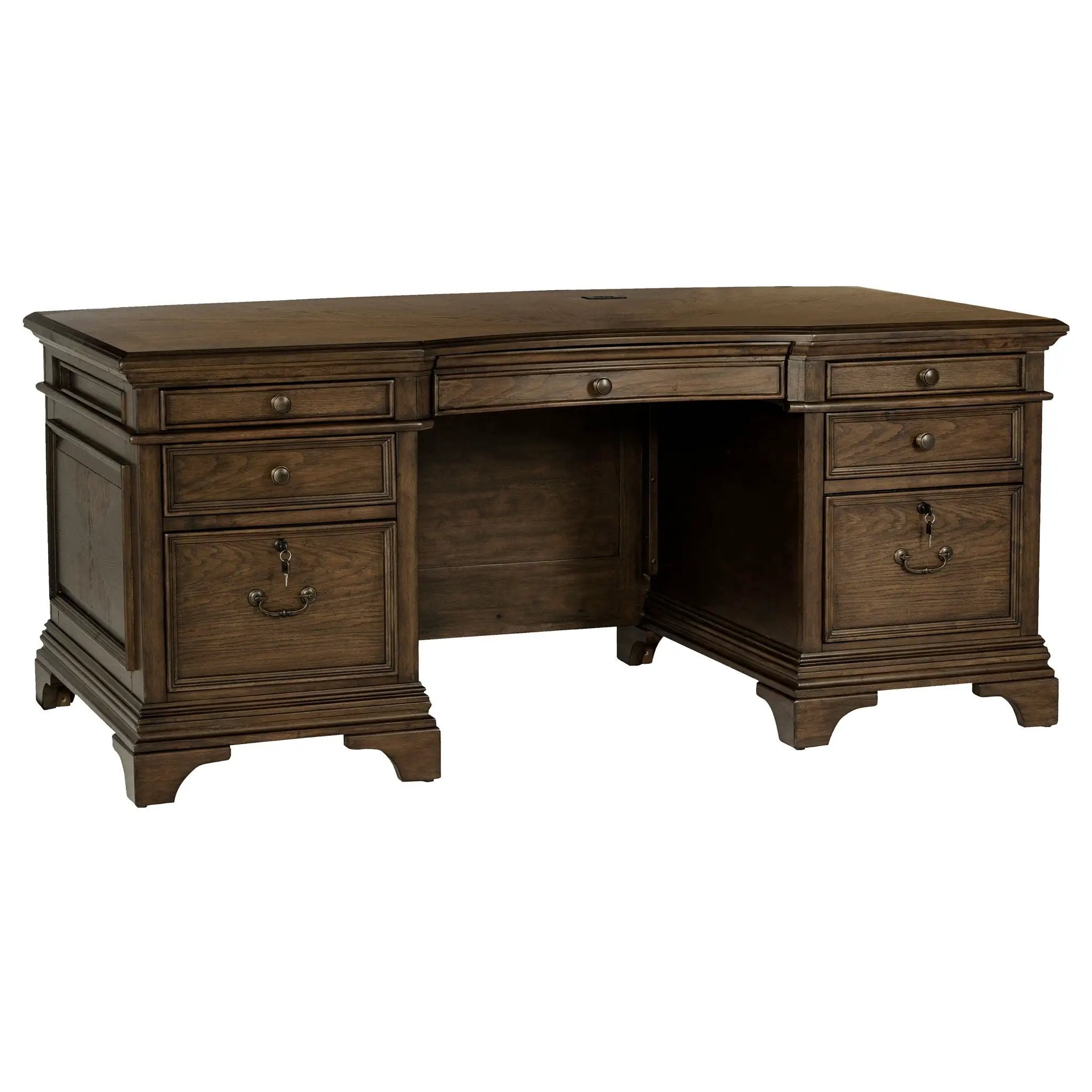 Hartshill 72-inch 7-drawer Executive Desk Burnished Oak by Unique Piece Furniture