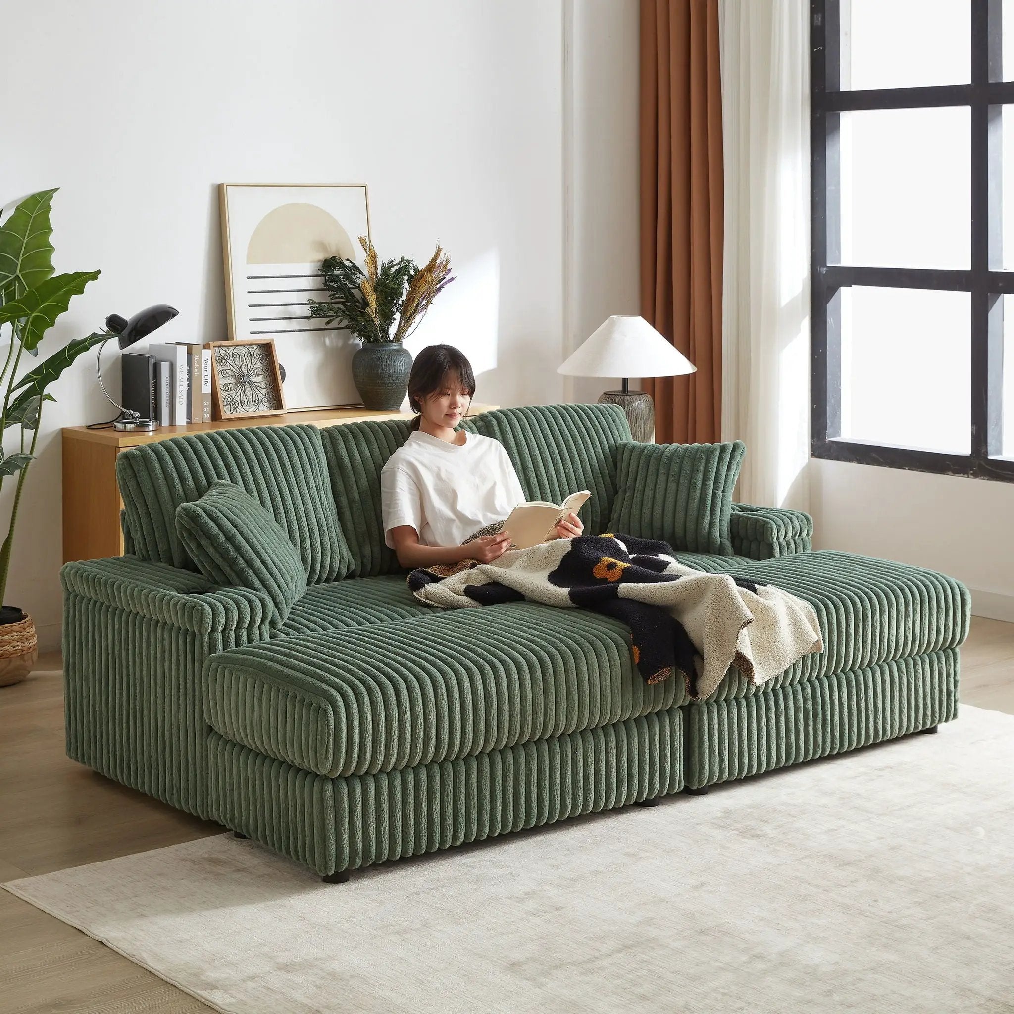3 Seater Sofa With 2 Ottomans For Living Room by HouseOfZazla