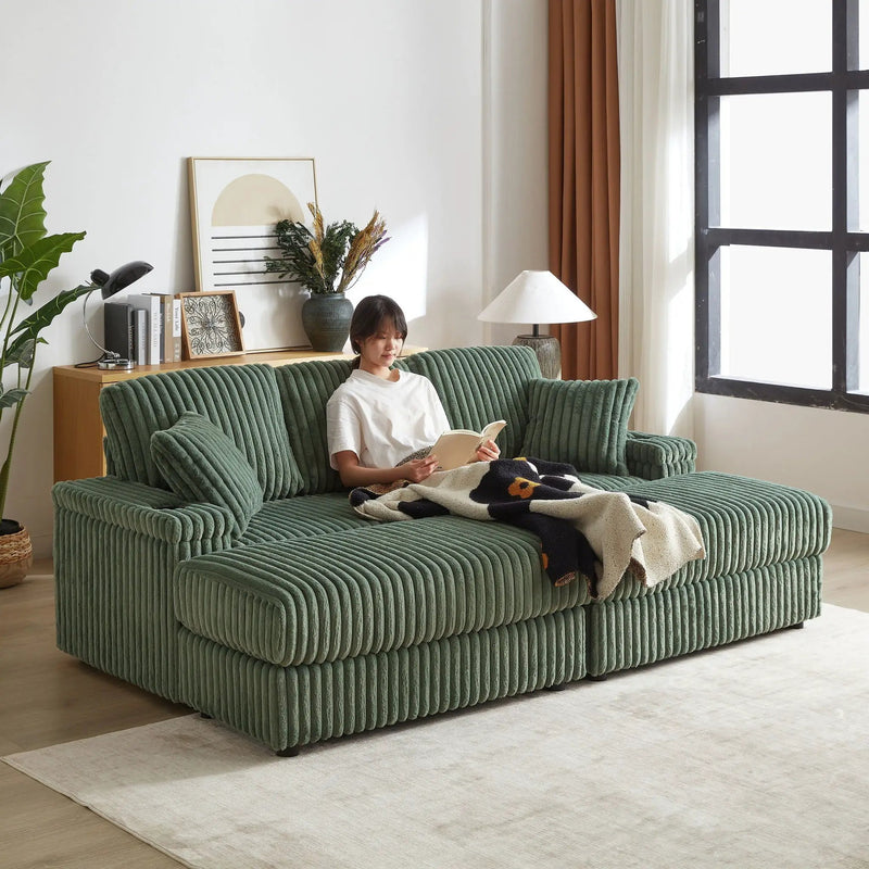 3 Seater Sofa With 2 Ottomans For Living Room by HouseOfZazla