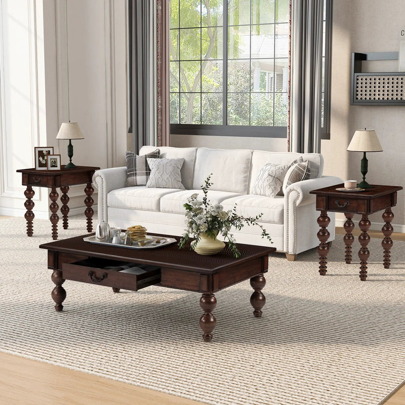 Solid Wood End Table with Drawer in Espresso Finish by HouseOfZazla