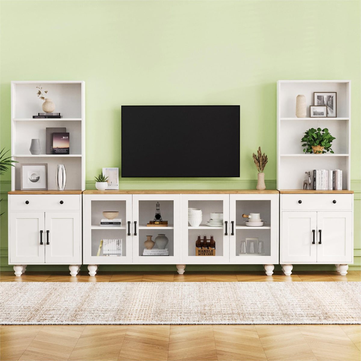 Farmhouse TV Stand With Solid Wood Gourd Shaped Legs For TVs Up To 70", photo 14 of 14