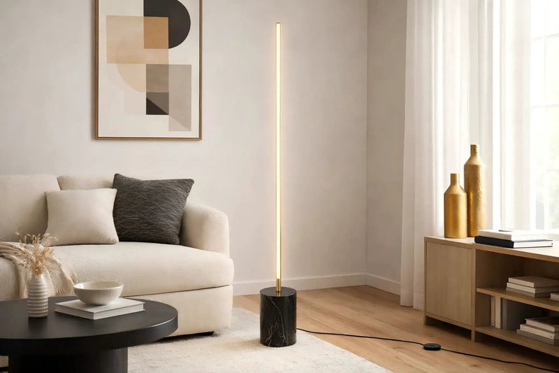 Prism - LED Floor Lamp With On / Off Switch Base - Gold / Marble by Unique Piece Furniture