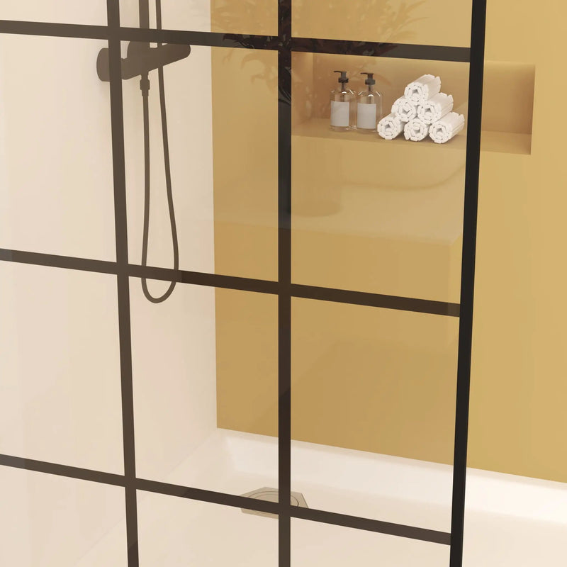 Framed Glass Shower Screen - Matte Black