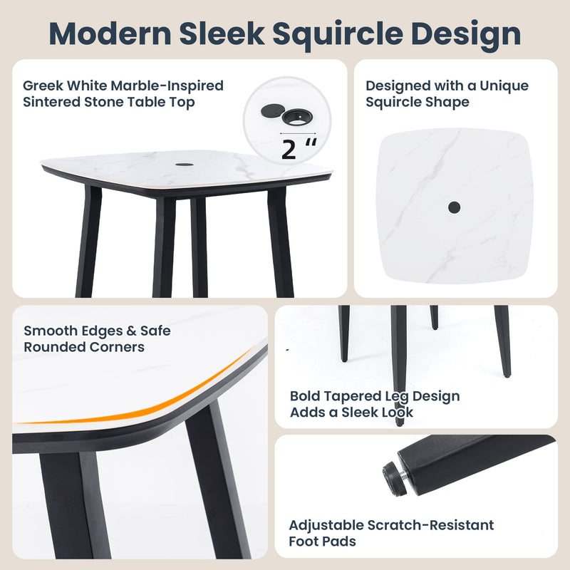 5 Pieces Outdoor Patio Bar Set, Rounded Square Table & 4 Aluminum Bar Stools by HouseOfZazla