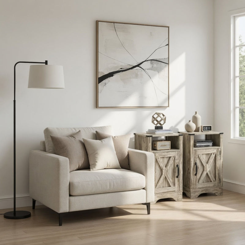 Farmhouse Nightstand, Charging Station & Storage by HouseOfZazla