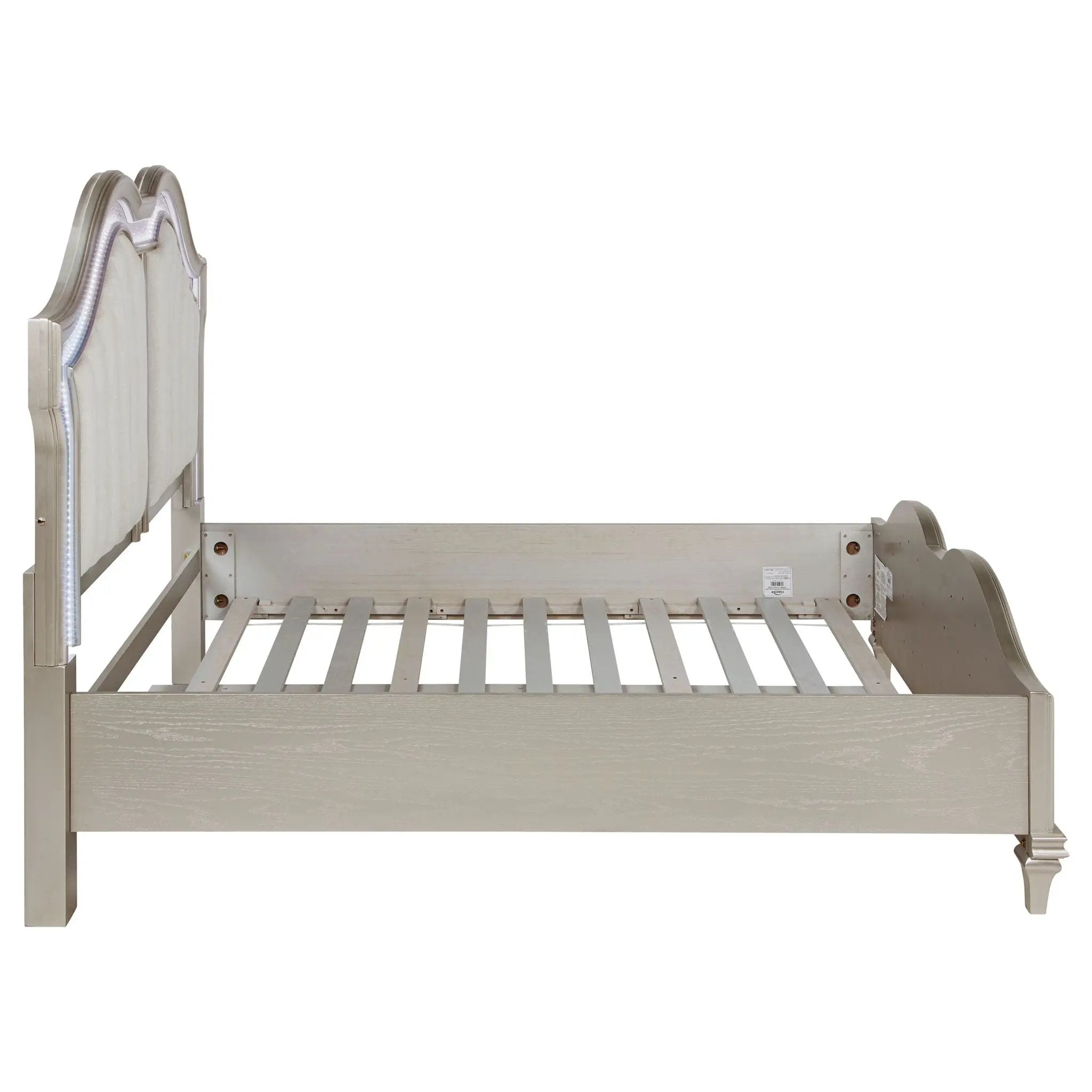 Evangeline Wood Queen LED Panel Bed Silver Oak by Unique Piece Furniture