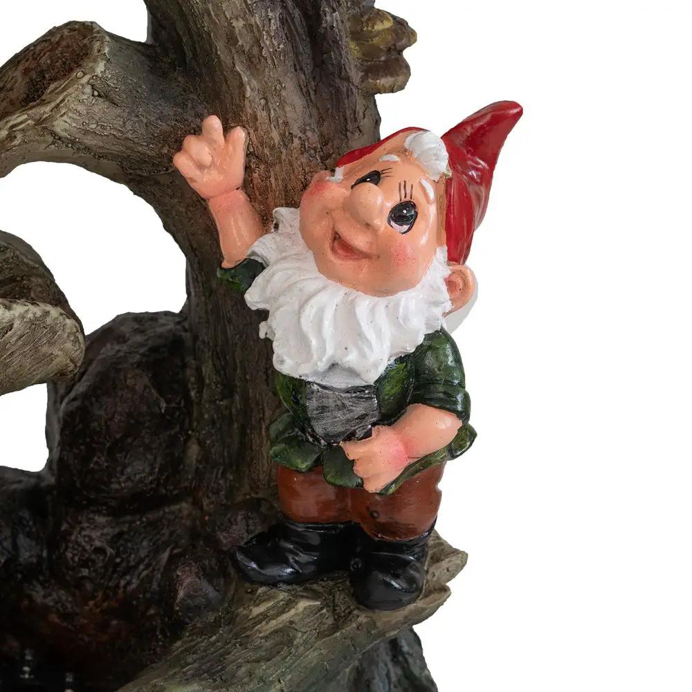 Decorative Woodland Gnome Water Fountain With LED Light - Brown by Unique Piece Furniture
