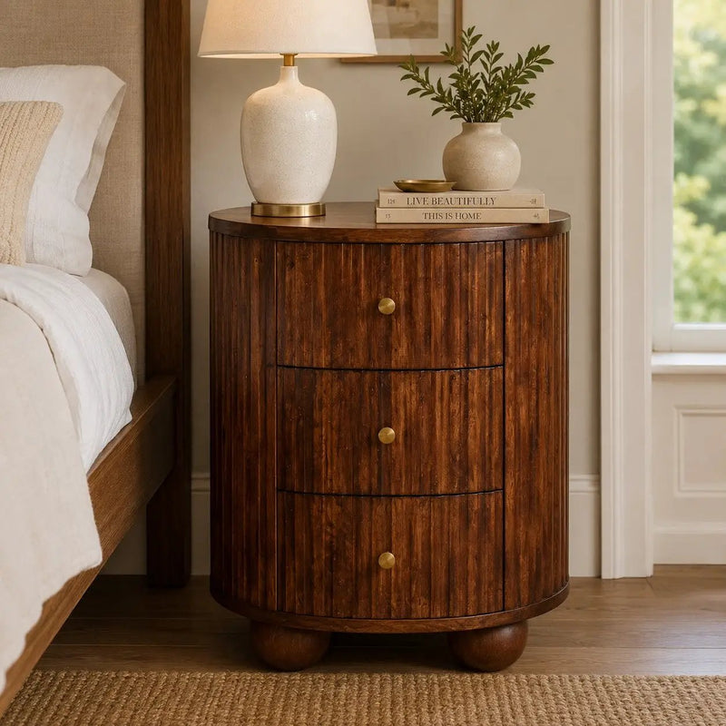 Solid Wood Curved Fluted Bedside Chest by HouseOfZazla