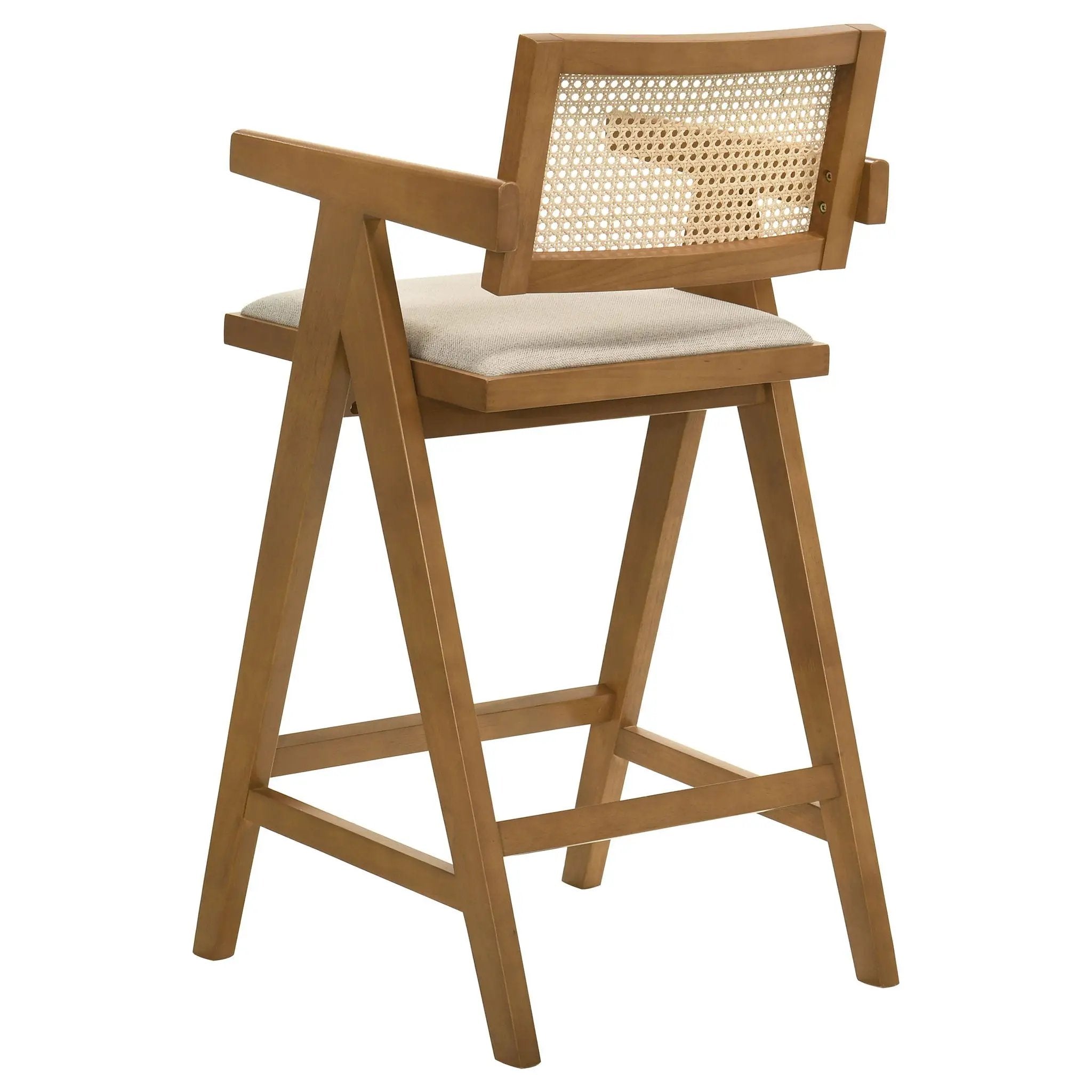Kane Woven Rattan Wood Bar Chair Light Walnut (Set of 2) by Unique Piece Furniture