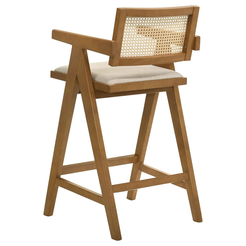 Kane Woven Rattan Wood Bar Chair Light Walnut (Set of 2) by Unique Piece Furniture