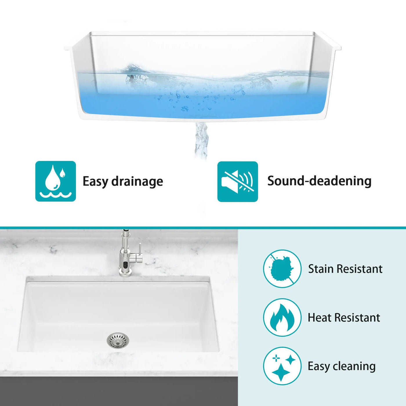 Quartz Kitchen Sink, Granite Composite Workstation Undermount by HouseOfZazla