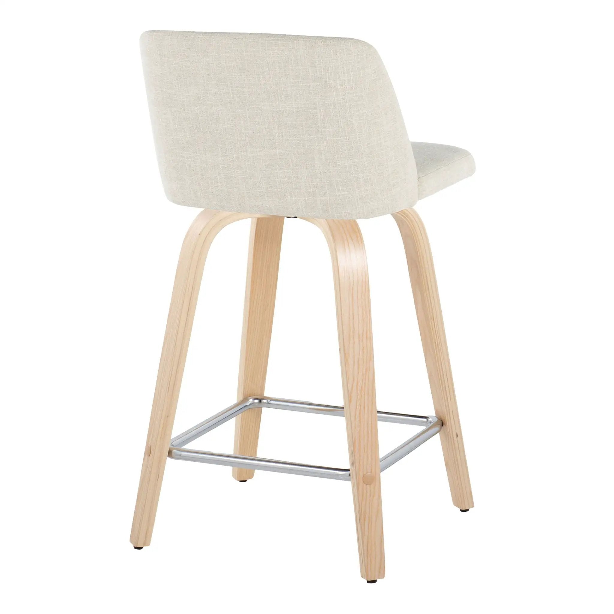 Toriano - Contemporary Fixed Height Counter Stool Swivel With Square Footrest (Set of 2) by HouseOfZazla