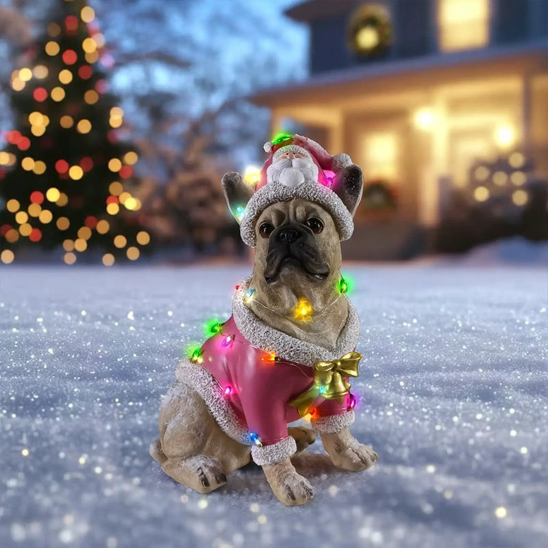 Christmas French Bulldog Statue by HouseOfZazla