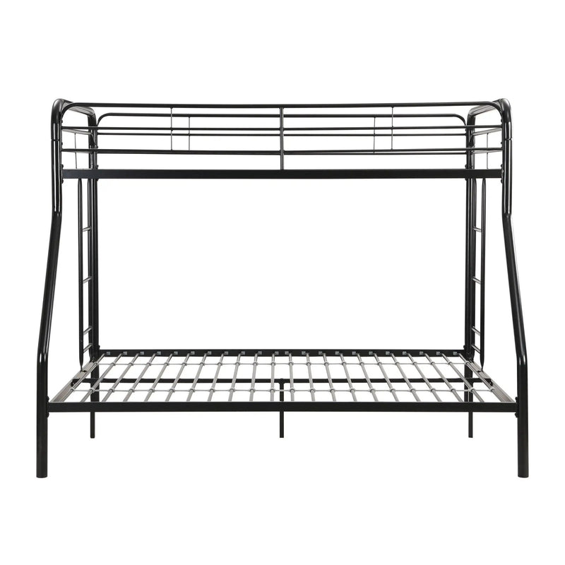 Modern Twin Over Full Metal Bunk Bed With Trundle And Dual Side Ladder And Metal Design - Black / Brown by Unique Piece Furniture