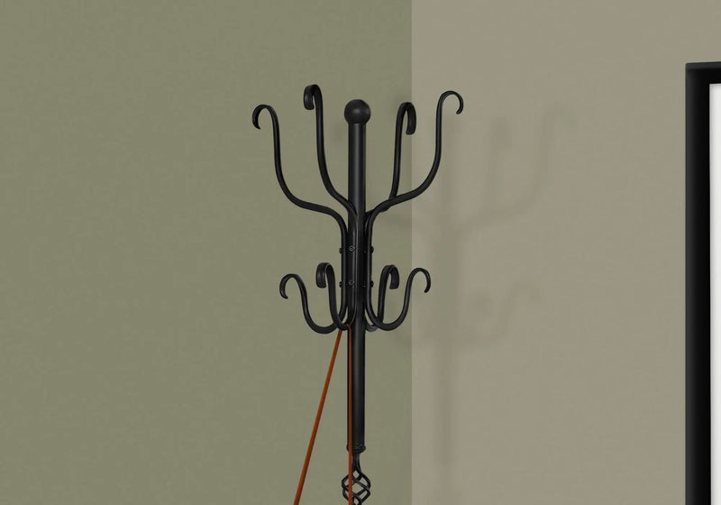 Coat Rack Hall Tree, Free Standing, 8 Hooks, Entryway, Transitional - Black by HouseOfZazla