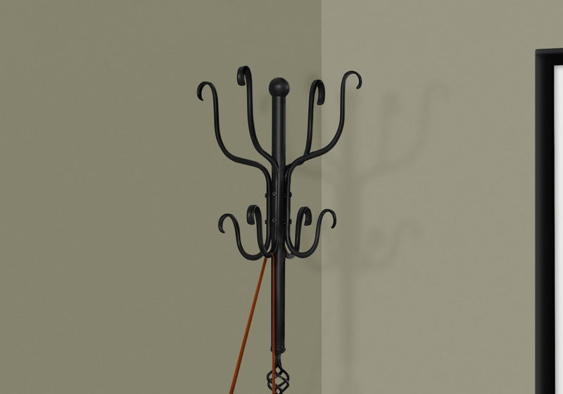 Coat Rack Hall Tree with 8 Hooks - Black Metal Entryway Stand, photo 4 of 4