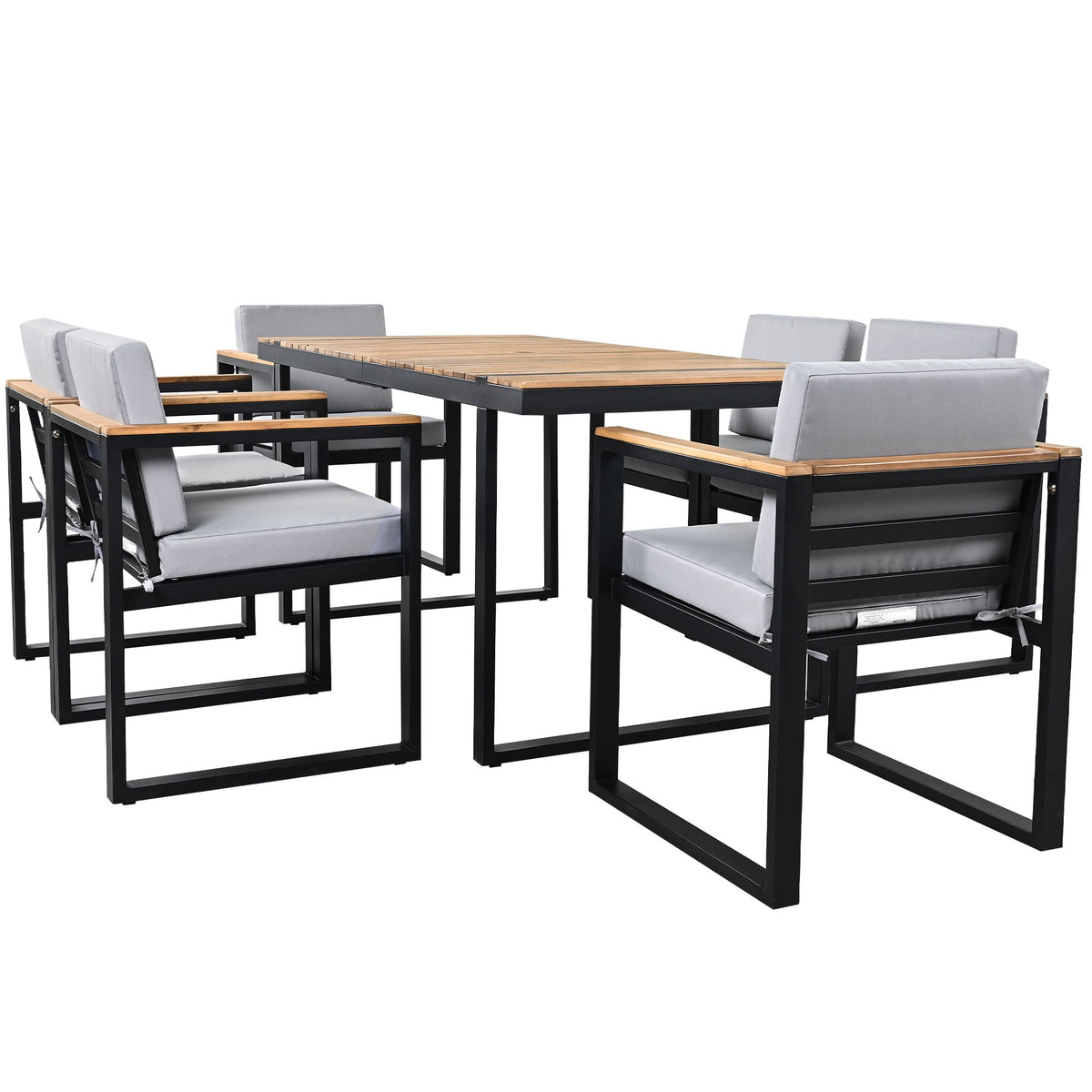 7 Piece Outdoor Dining Set with Removable Cushions - Gray or Beige, photo 2 of 40