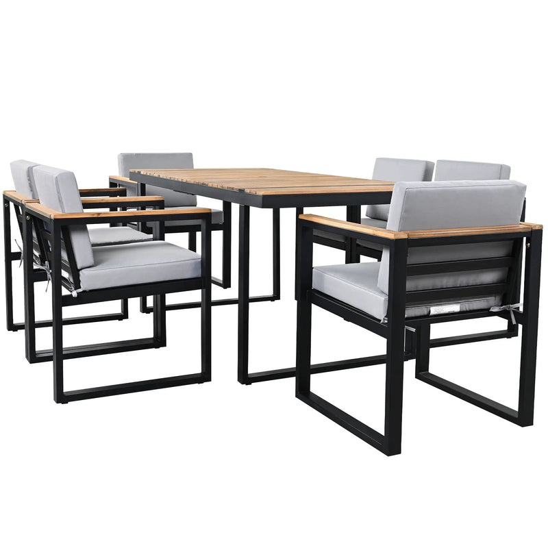 7 Pieces Outdoor Dining Set Patio Dining Table And Chair Set With And Removable Cushions For Patio by HouseOfZazla