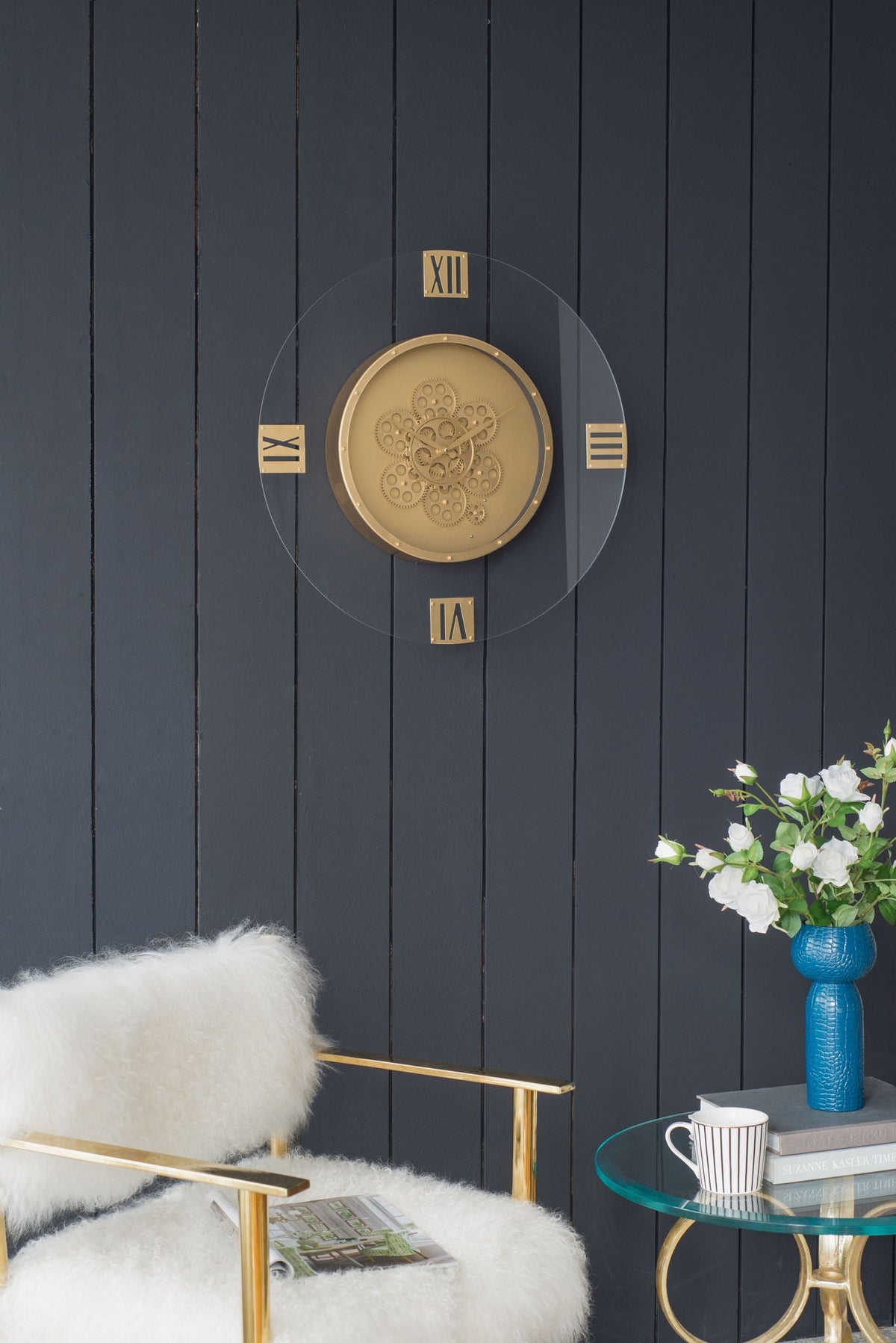 Round Moving Gear Wall Clock with Roman Numerals - Multicolor, photo 14 of 14