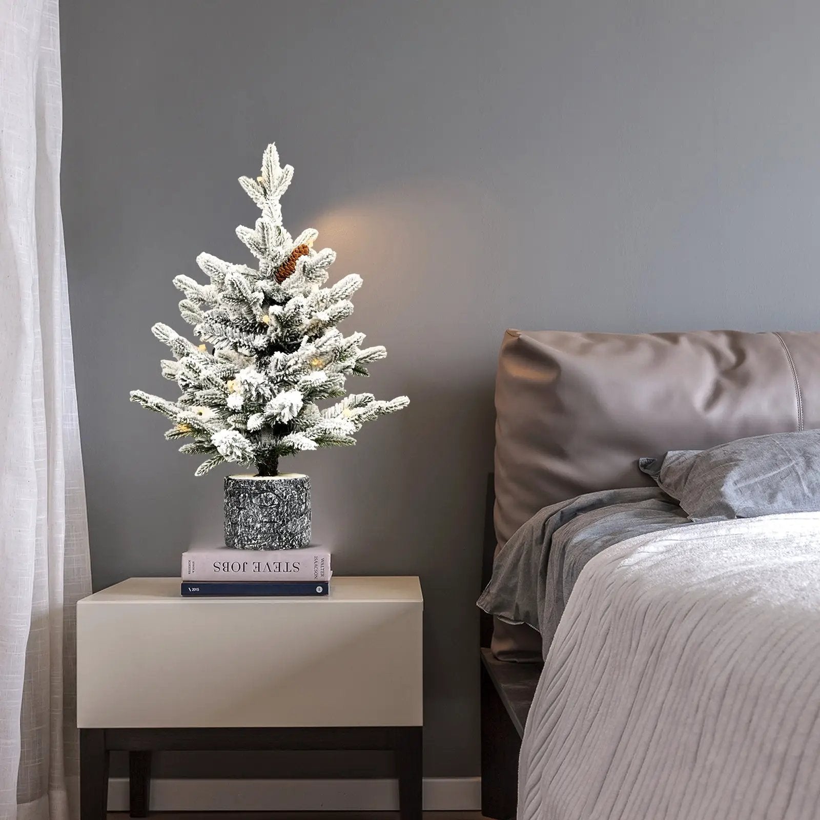 3FT Flocked Christmas Tree with Pot Base by HouseOfZazla