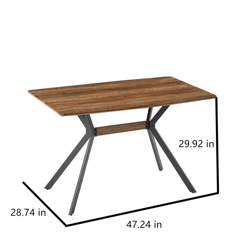 Modern Minimalist Style Dining Table MDF Wooden Top Metal Shelf Metal Heat Transfer Legs Leveling Feet For Dining Room Kitchen Office Table - Walnut / Black by Unique Piece Furniture