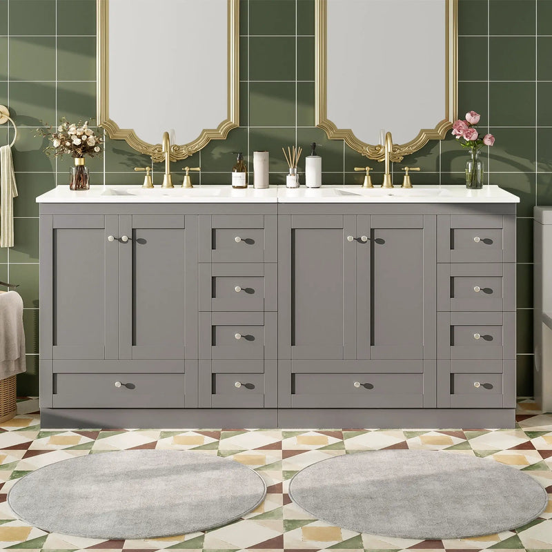 Shaker Free Standing Bathroom Vanity Cabinet & Sink, Soft Close Drawers, Soft Close Doors by Unique Piece Furniture