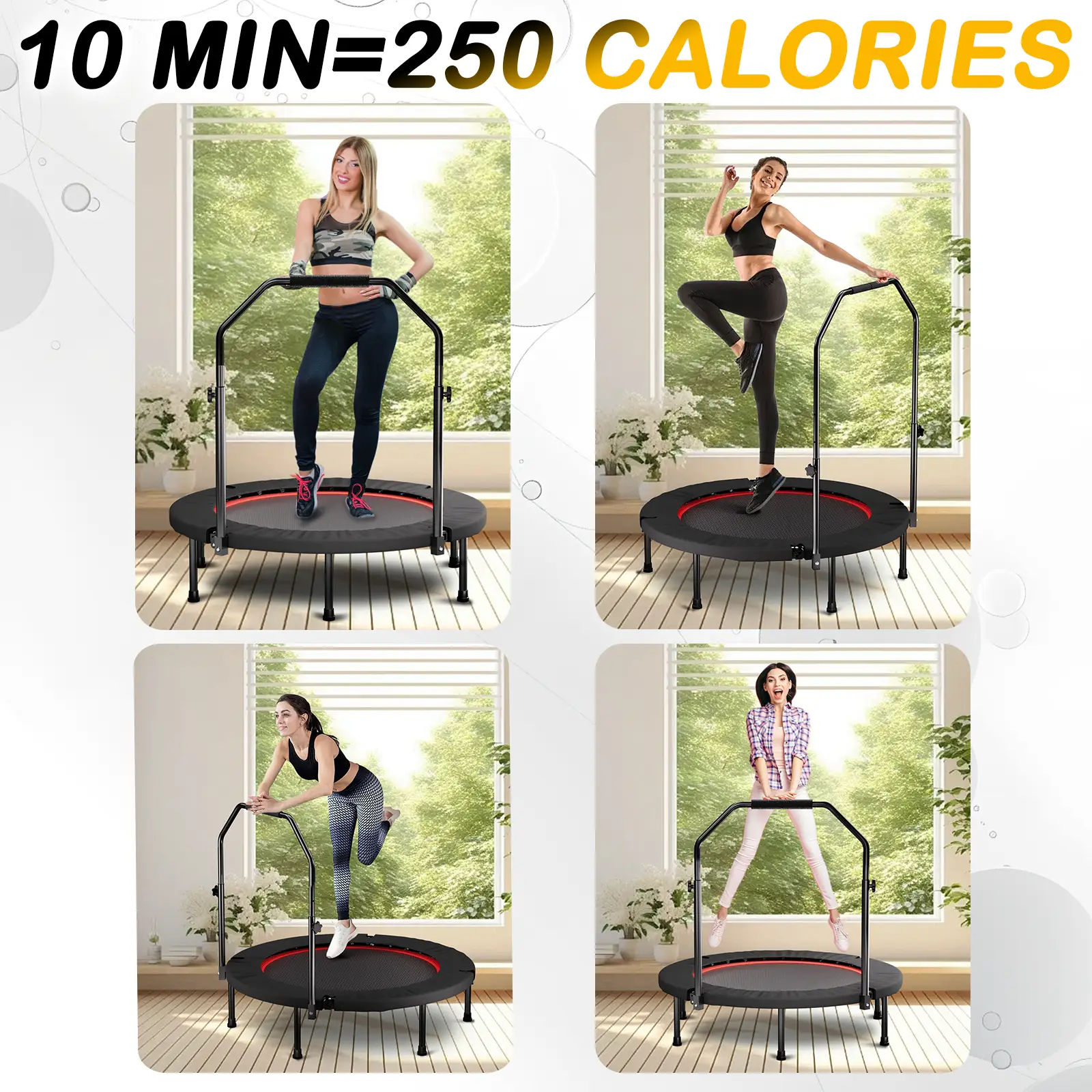 YC 40 Inch Foldable Trampoline with Handle - Standard Spring by HouseOfZazla