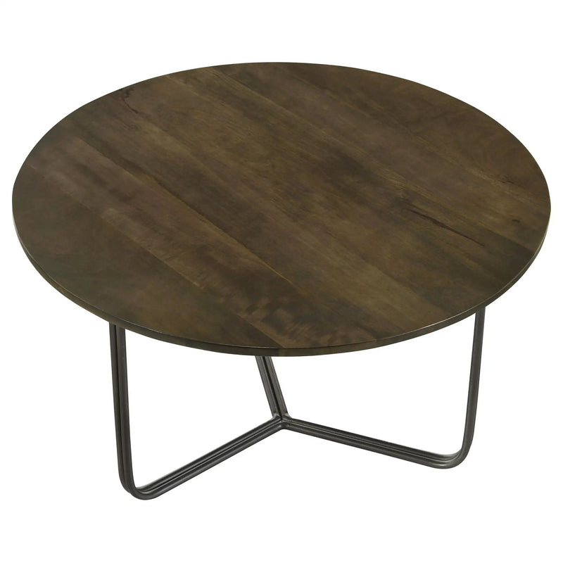 Yaritza Round Mango Wood Coffee Table Natural and Gunmetal by Unique Piece Furniture