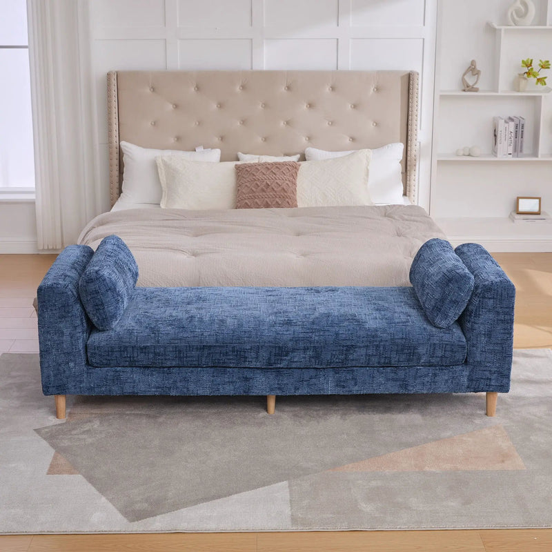 Modern Upholstered End Of Bed Bench With Armrests by HouseOfZazla