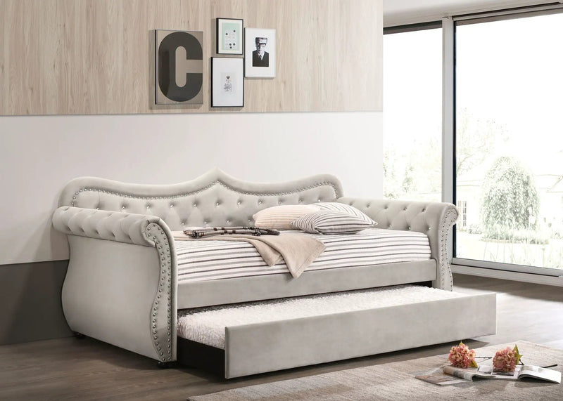 Adkins Twin Daybed With Trundle - Beige by HouseOfZazla